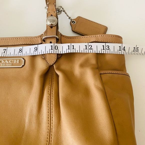 Coach Leather East West Gallery Tote Bag Top Zip British Tan Neutral Minimalist - Picture 13 of 14